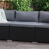 CorLiving Parksville Resin Wicker Rattan and Steel Patio Sectional Middle Chair with Cushions, Sold Individually, Use to Expand an Outdoor Set