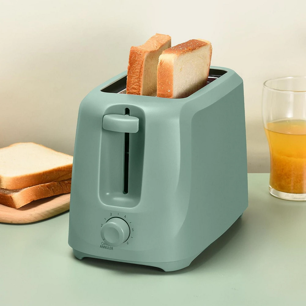 Mainstays 2-Slice Toaster with 6 Shade Settings and Removable Crumb Tray, Sage Green