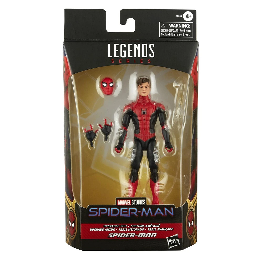 Marvel Legends Series   Upgraded Suit Spider-Man 6-inch Scale Action Figure Toy, Premium Design, Includes 4 Accessories