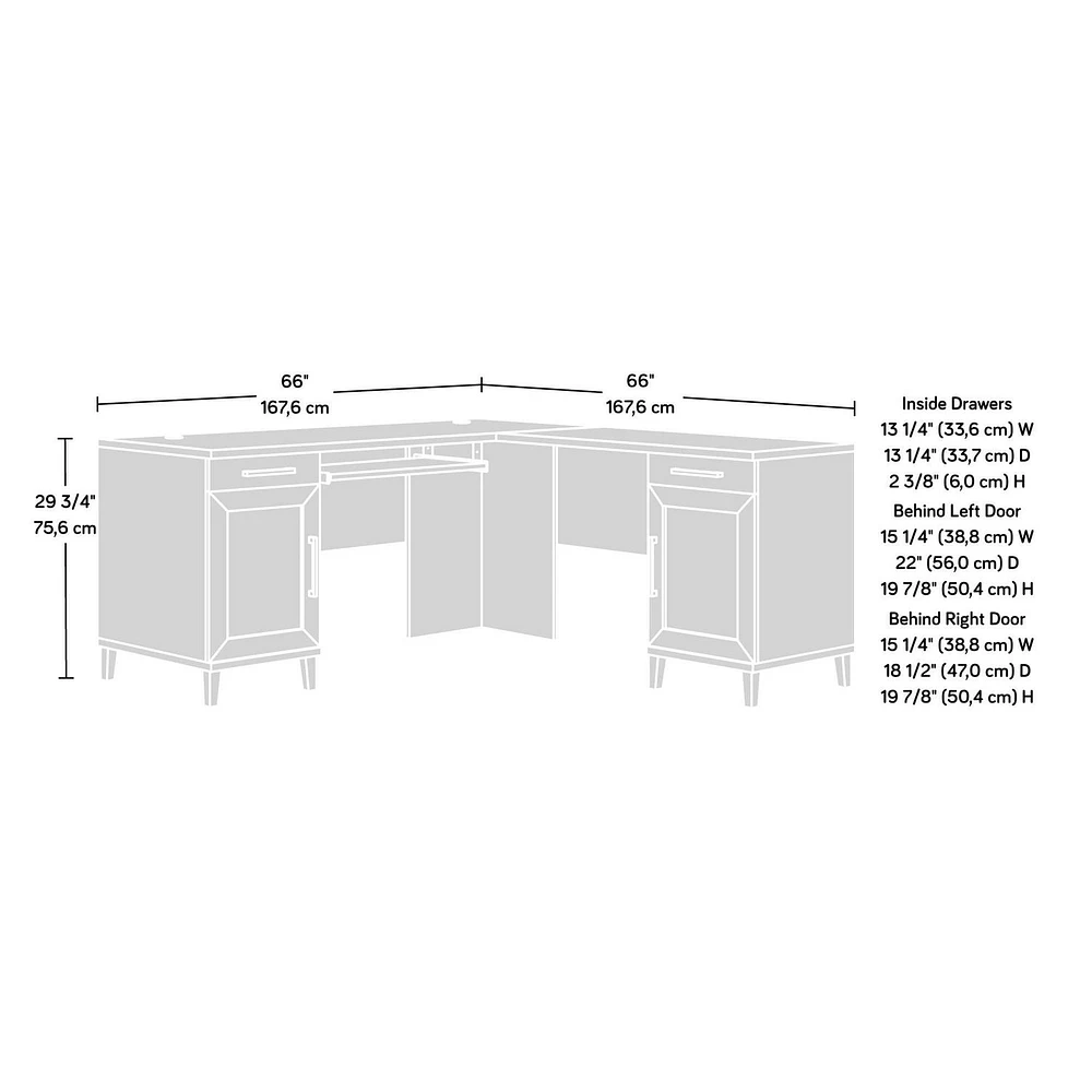 Sauder Tiffin Line L-Desk, Raven Oak, 433262