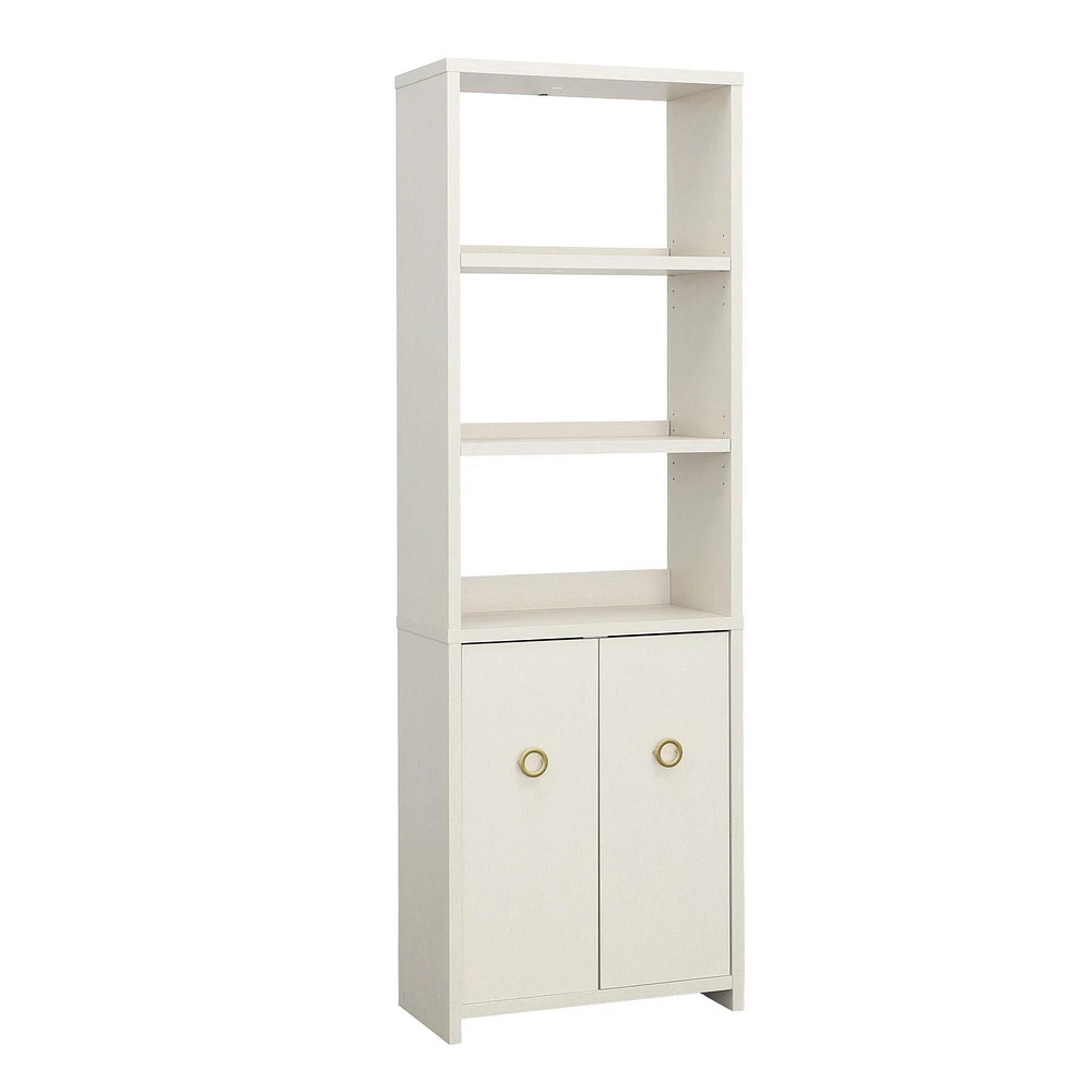 Sauder Grand Coast Bookcase with Doors, Dove Linen, 433247