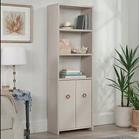 Sauder Grand Coast Bookcase with Doors, Dove Linen, 433247