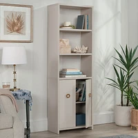 Sauder Grand Coast Bookcase with Doors, Dove Linen, 433247