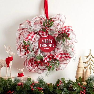 Holiday Time 20" Merry Christmas Mesh Wreath