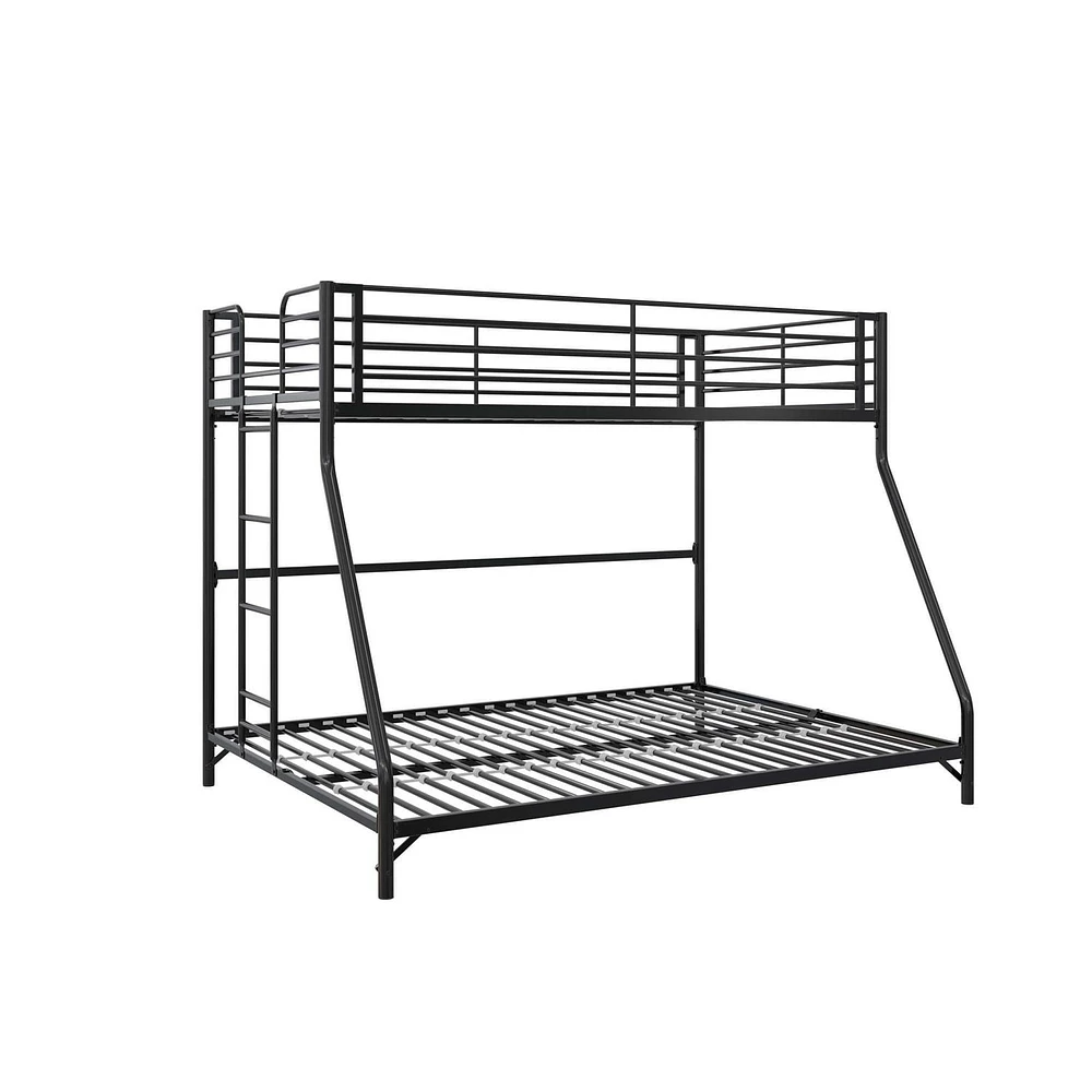 DHP Daven Easy Assembly Kids Metal Bunk Bed, Twin Over Full, Black