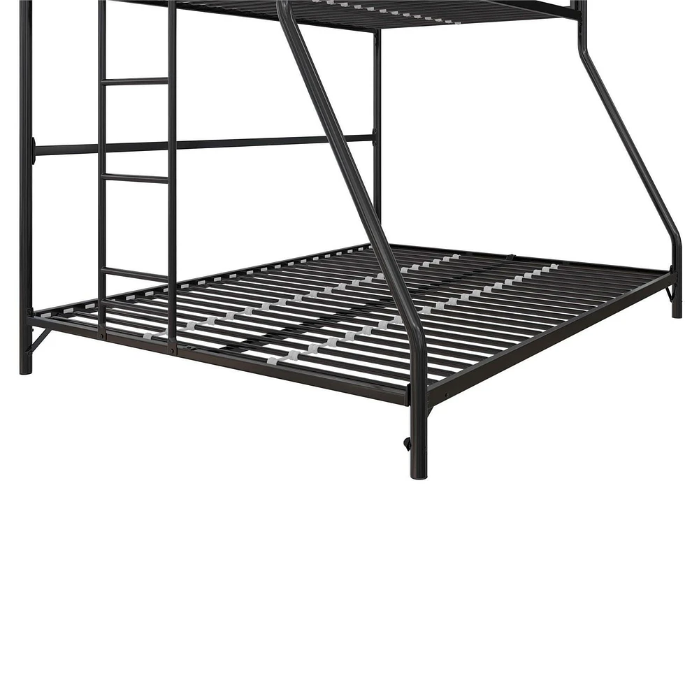 DHP Daven Easy Assembly Kids Metal Bunk Bed, Twin Over Full, Black