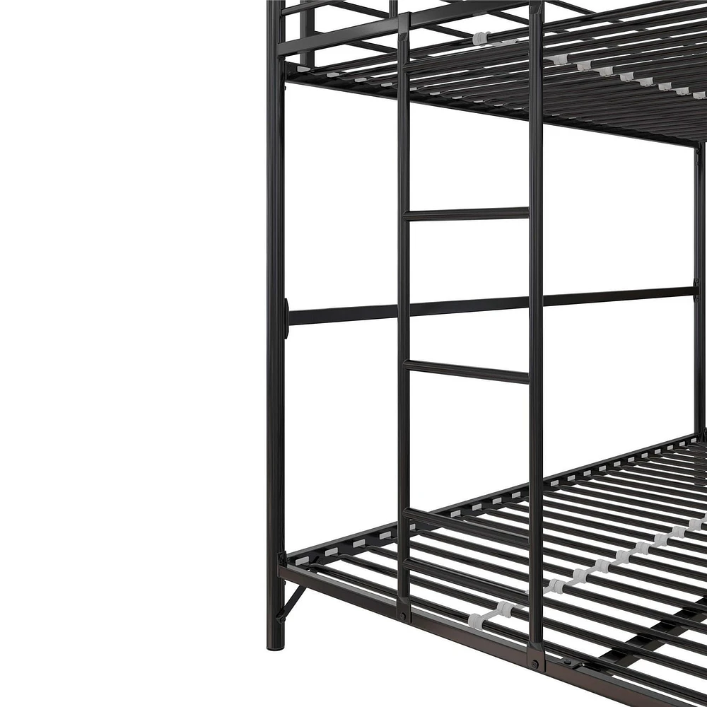 DHP Daven Easy Assembly Kids Metal Bunk Bed, Twin Over Full, Black