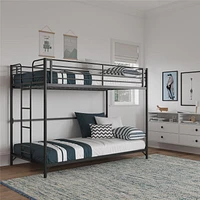 DHP Daven Easy Assembly Kids Metal Bunk Bed, Twin Over Twin, Black