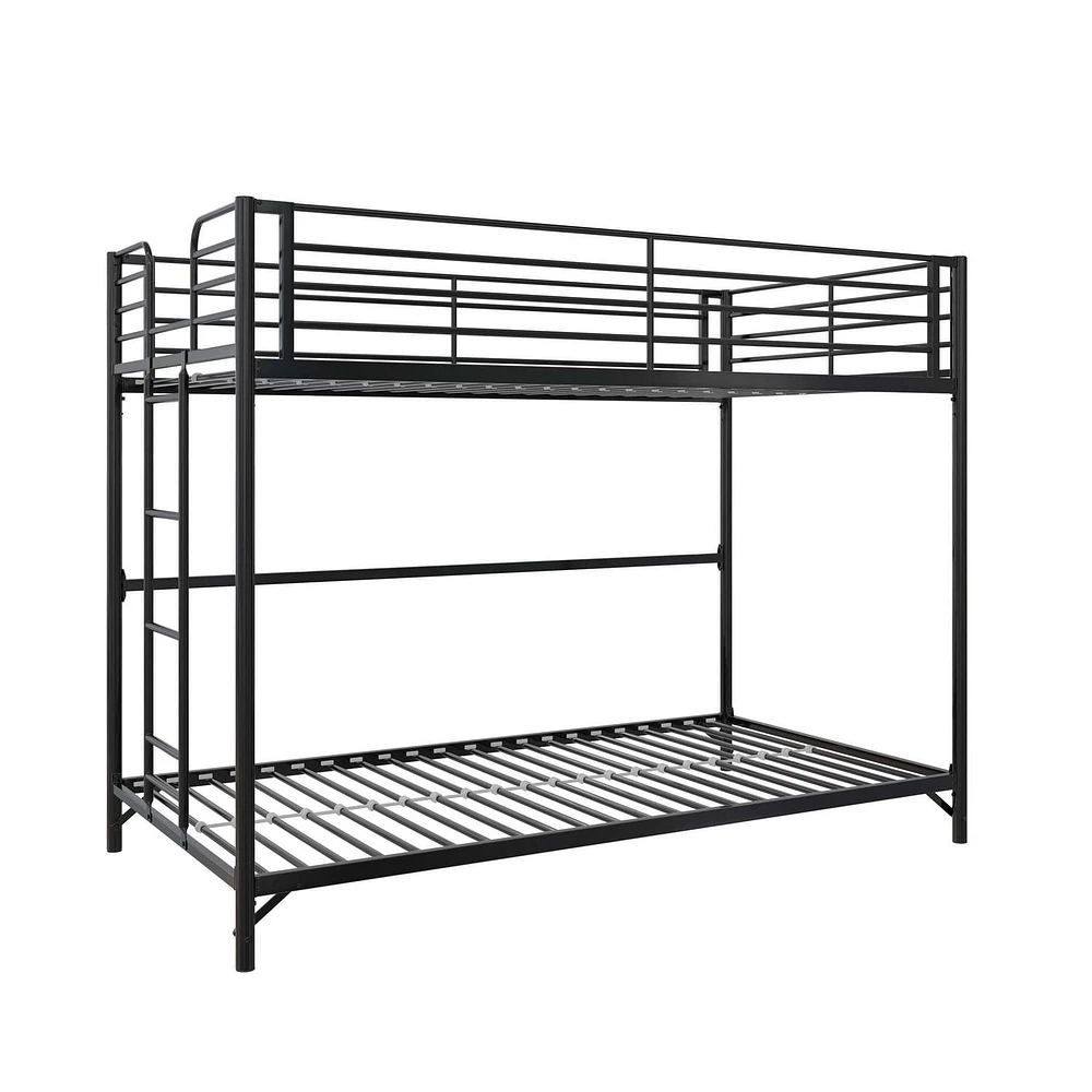 DHP Daven Easy Assembly Kids Metal Bunk Bed, Twin Over Twin, Black