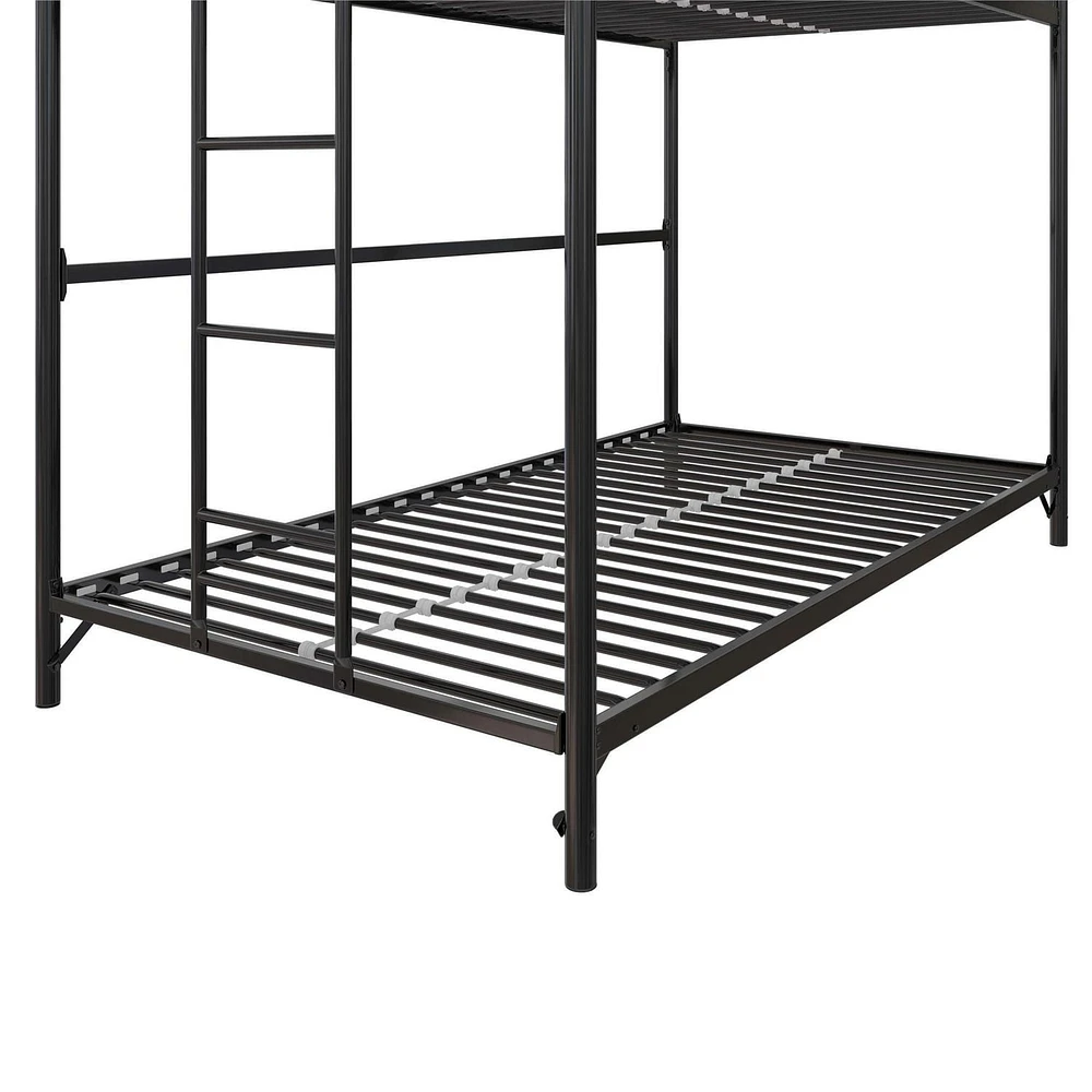 DHP Daven Easy Assembly Kids Metal Bunk Bed, Twin Over Twin, Black