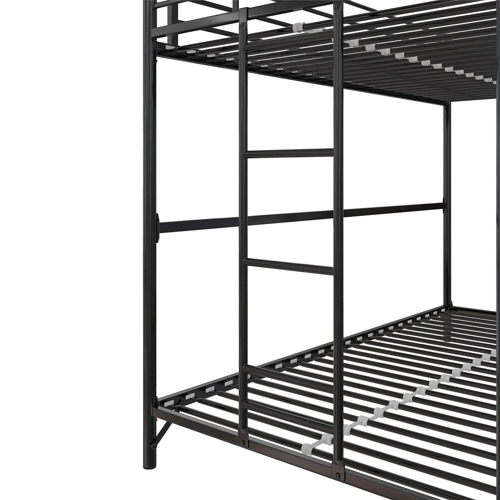 DHP Daven Easy Assembly Kids Metal Bunk Bed, Twin Over Twin, Black