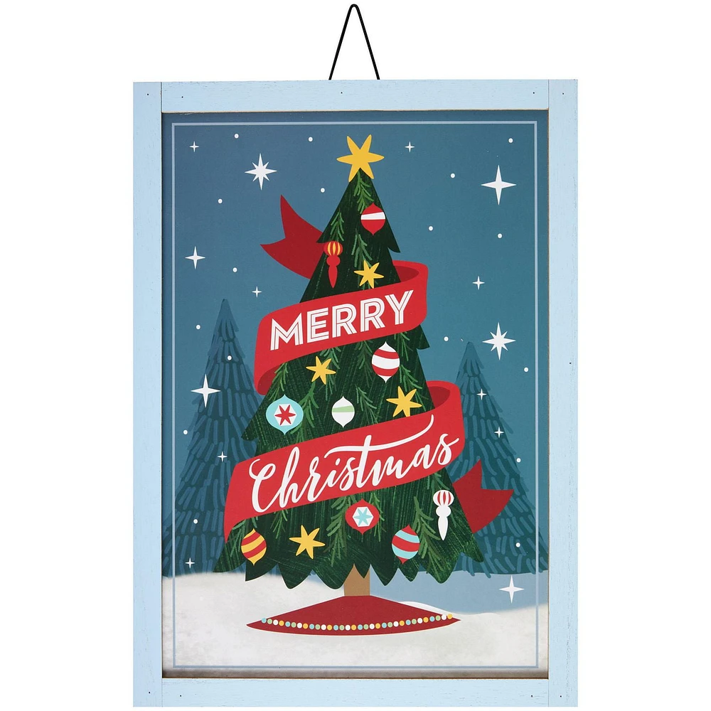 Holiday Time Merry Christmas Tree Sign