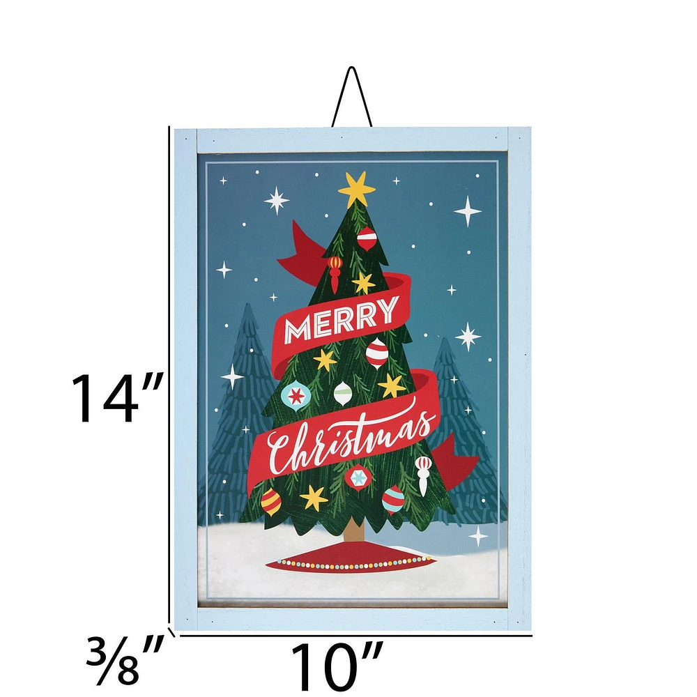 Holiday Time Merry Christmas Tree Sign