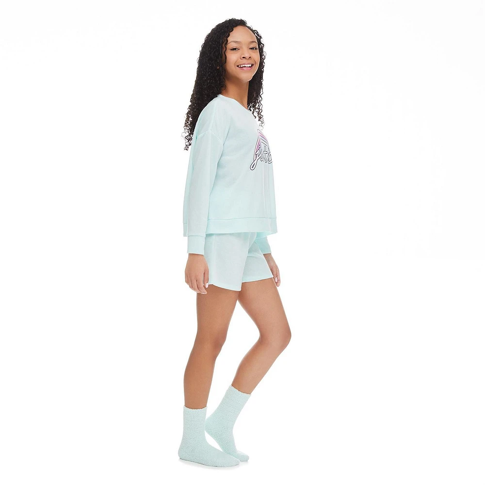 Pyjama 3 pièces avec caleçon boxer et chaussettes Justice pour filles