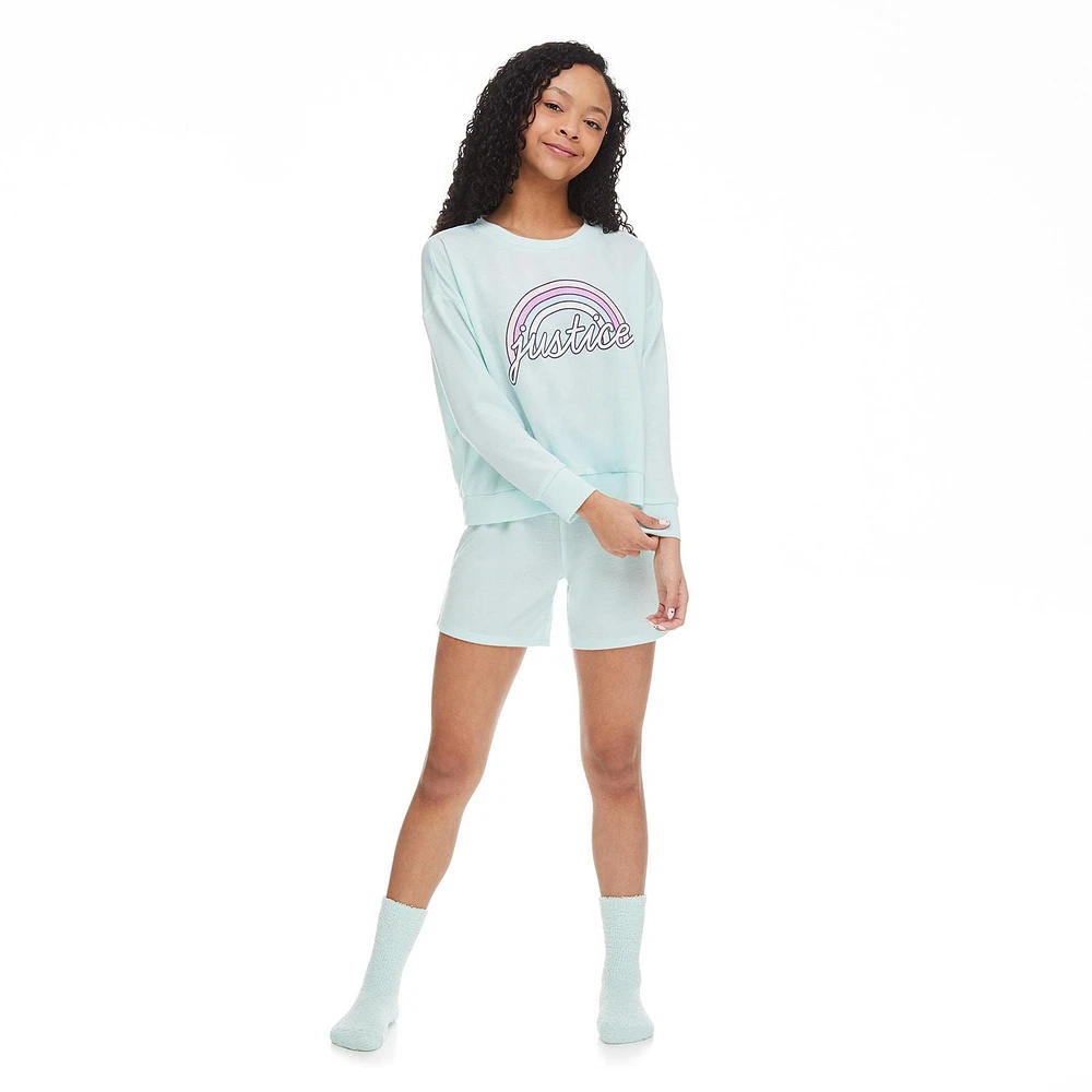 Pyjama 3 pièces avec caleçon boxer et chaussettes Justice pour filles