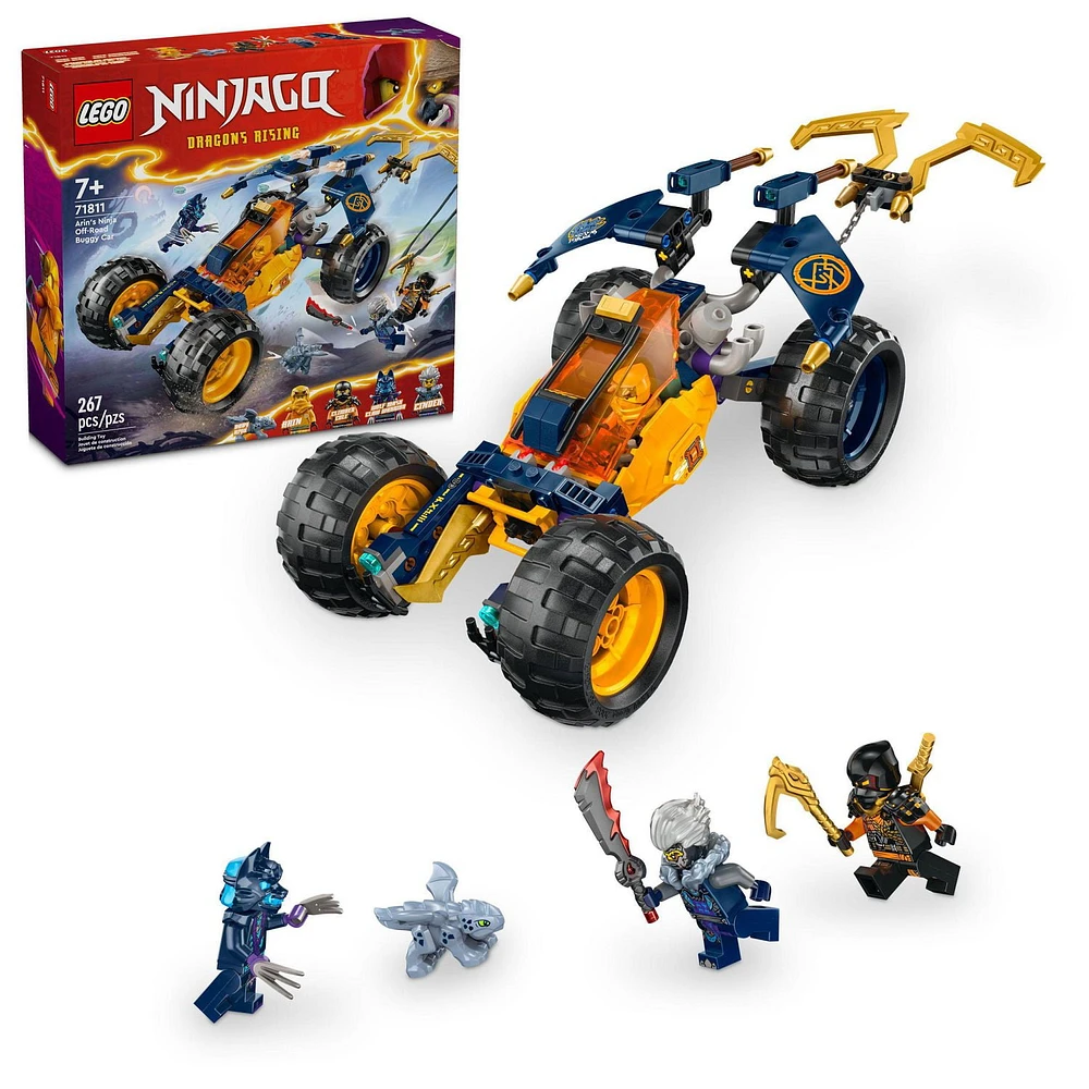 LEGO NINJAGO Arin’s Ninja Off-Road Buggy Car Toy with 4 Minifigures, Building Set for Kids with Dragon Toy from the NINJAGO Dragons Rising TV Show, Birthday Gift for 7 Year Old Boys and Girls, 71811, Includes 267 Pieces, Ages 7+