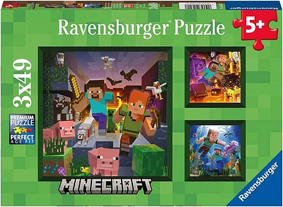 Ravensburger 3 x 49pc Puzzle - Minecraft Biomes