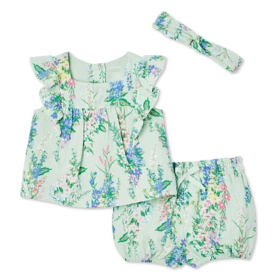 Ensemble 3 pièces avec short George pour bébés filles