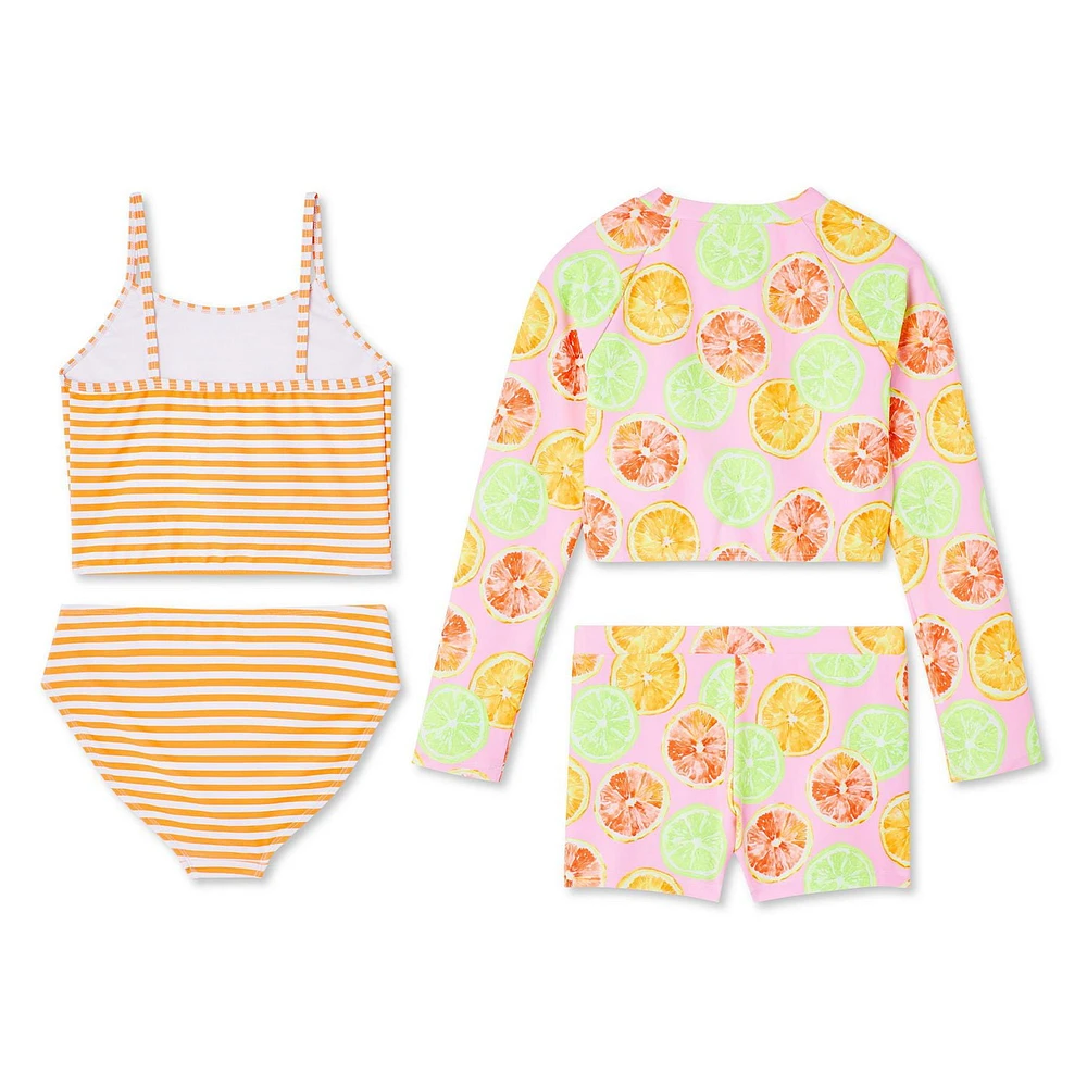 Btween Girls' Mix and Match Swim 4-Piece Set