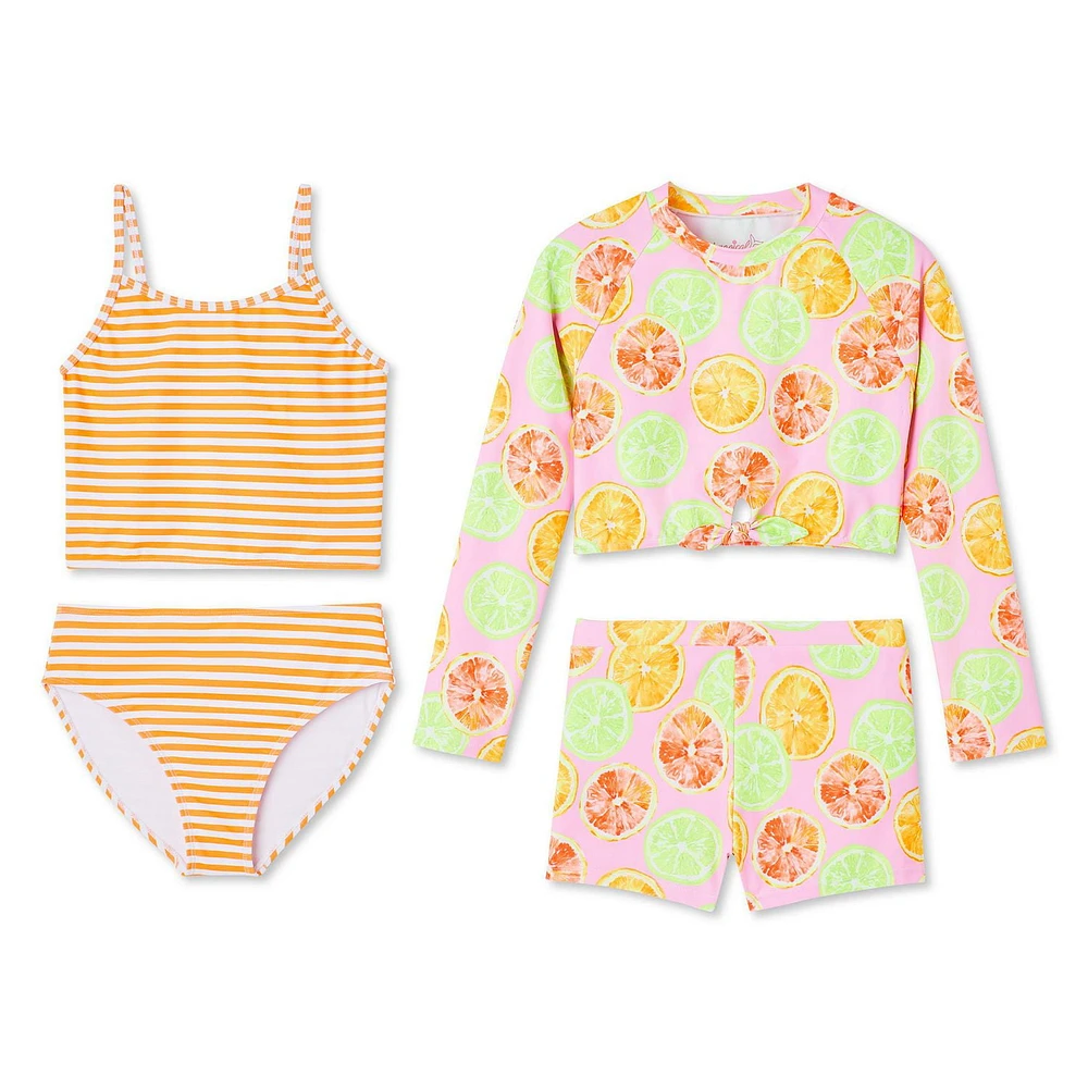 Btween Girls' Mix and Match Swim 4-Piece Set