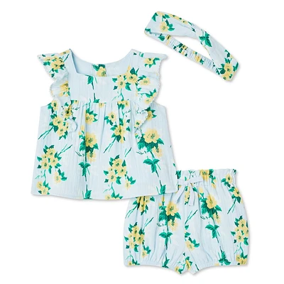 Ensemble 3 pièces avec short George pour bébés filles