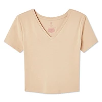 No Boundaries Women's V-Neckline Baby Tee