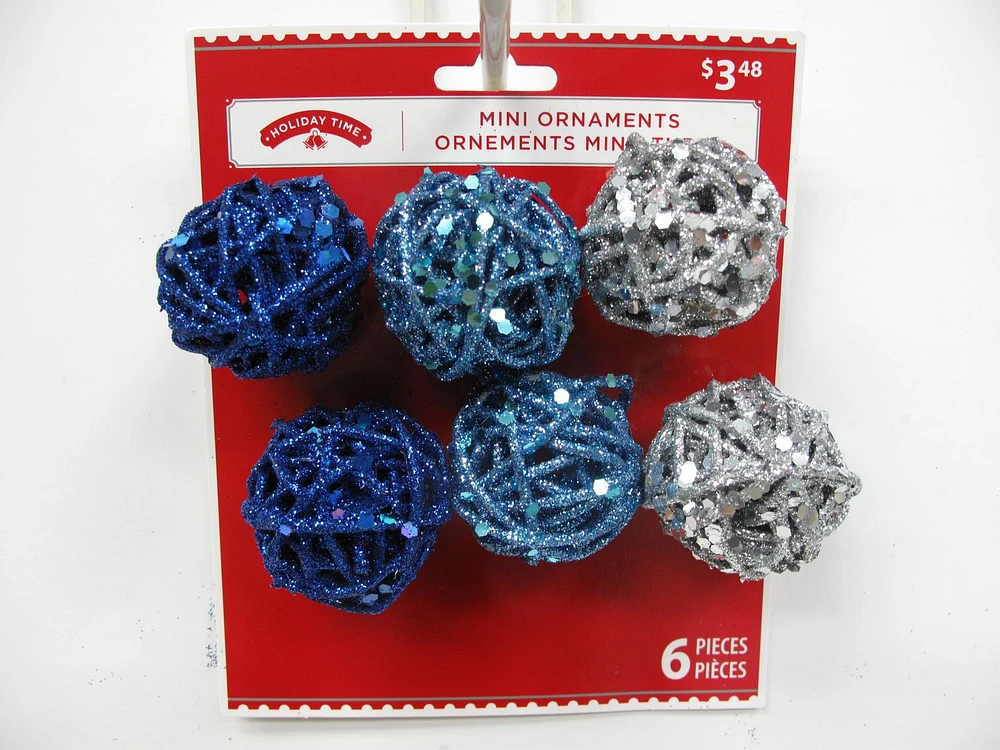 Holiday Time 6-Pack Glitter Wire Ball