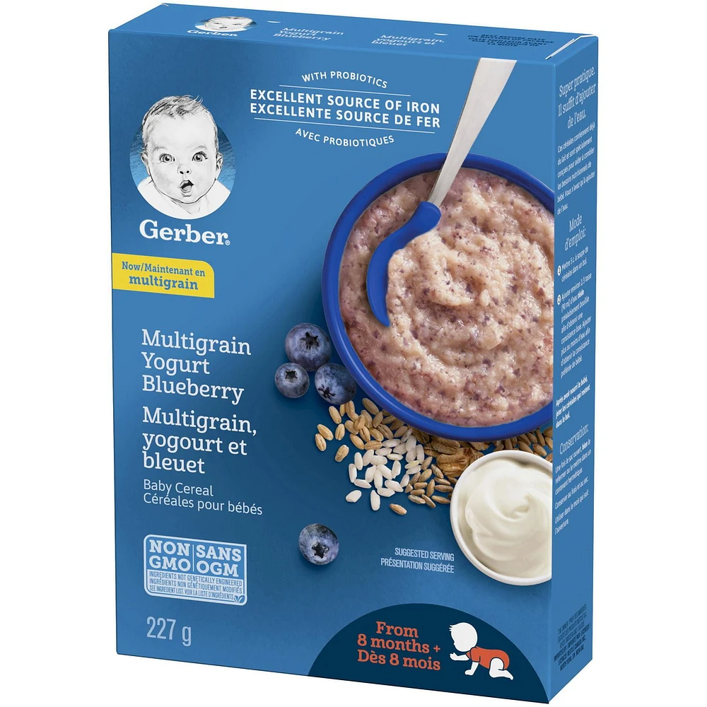 Céréales pour bébés GERBER® Étape 3 Multigrains avec yogourt et bleuet 227 g 227 GR