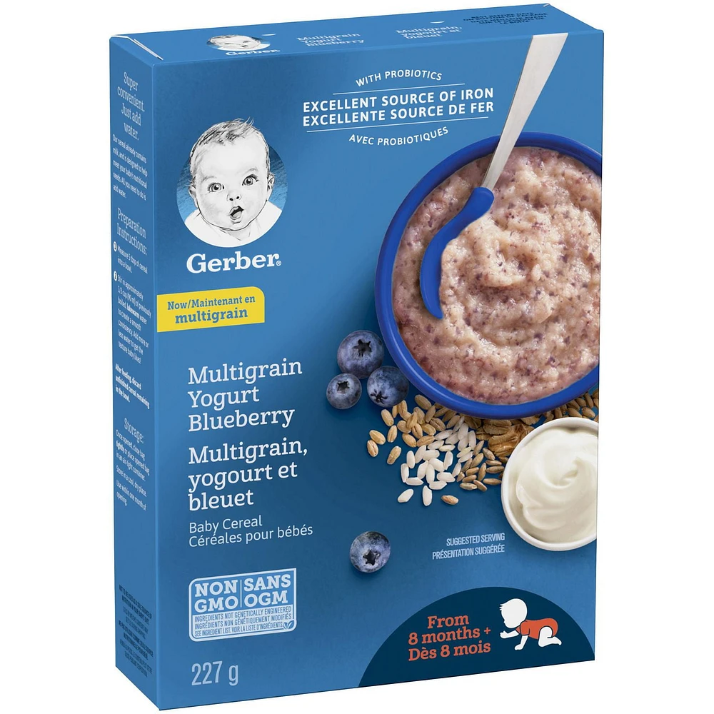 Céréales pour bébés GERBER® Étape 3 Multigrains avec yogourt et bleuet 227 g 227 GR