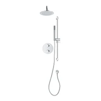 Round 3-functions thermostatic valve. handheld shower and shower head, or simultaneously