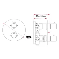 Round 3-functions thermostatic valve. handheld shower and shower head, or simultaneously