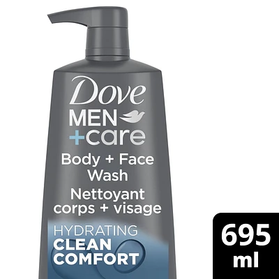 Dove Men+Care Hydrating Clean Comfort Micromoisture Technology Body+Face Wash, 695 ml Body + Face Wash