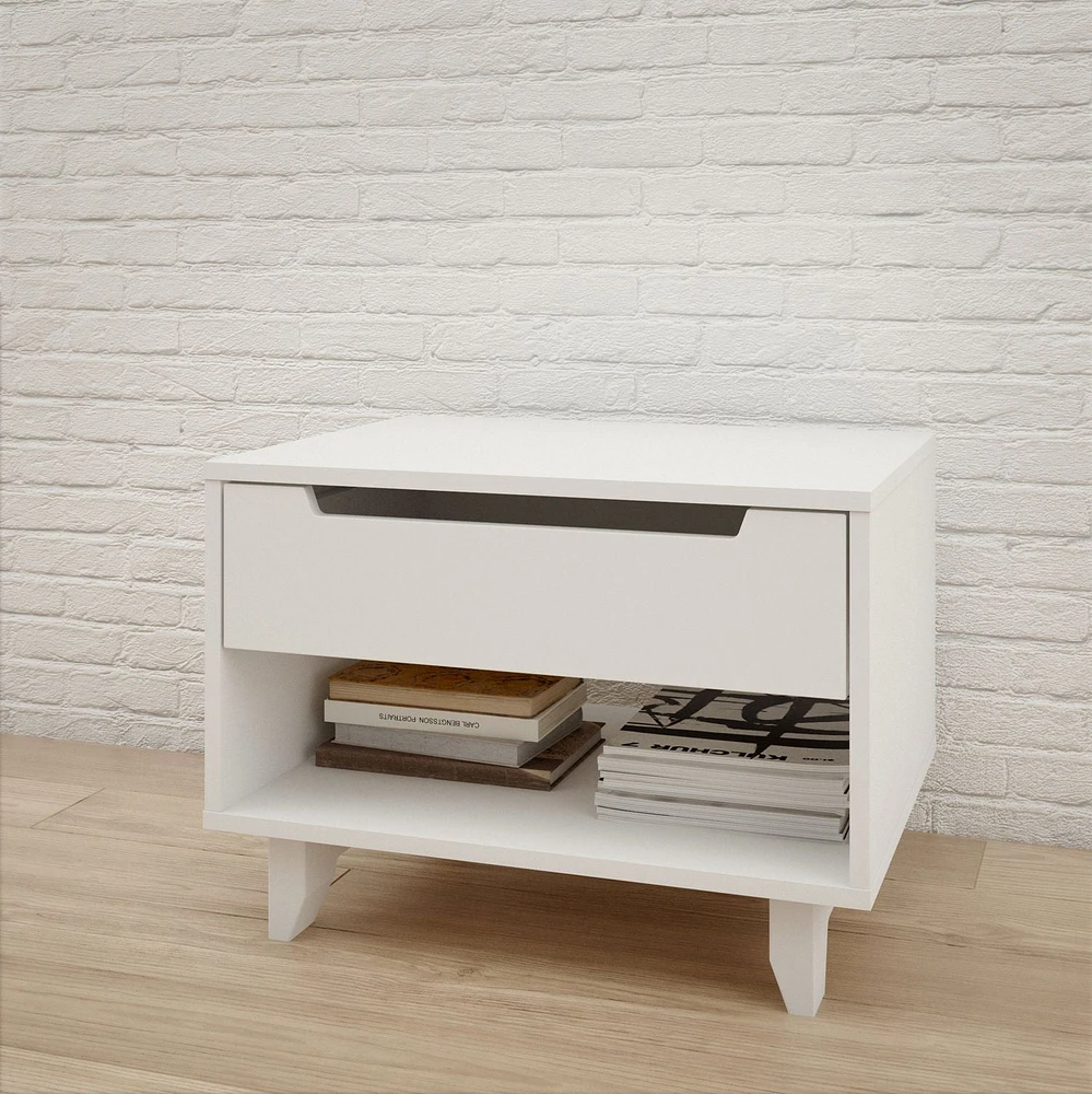 Aura 1-Drawer Night Stand, White