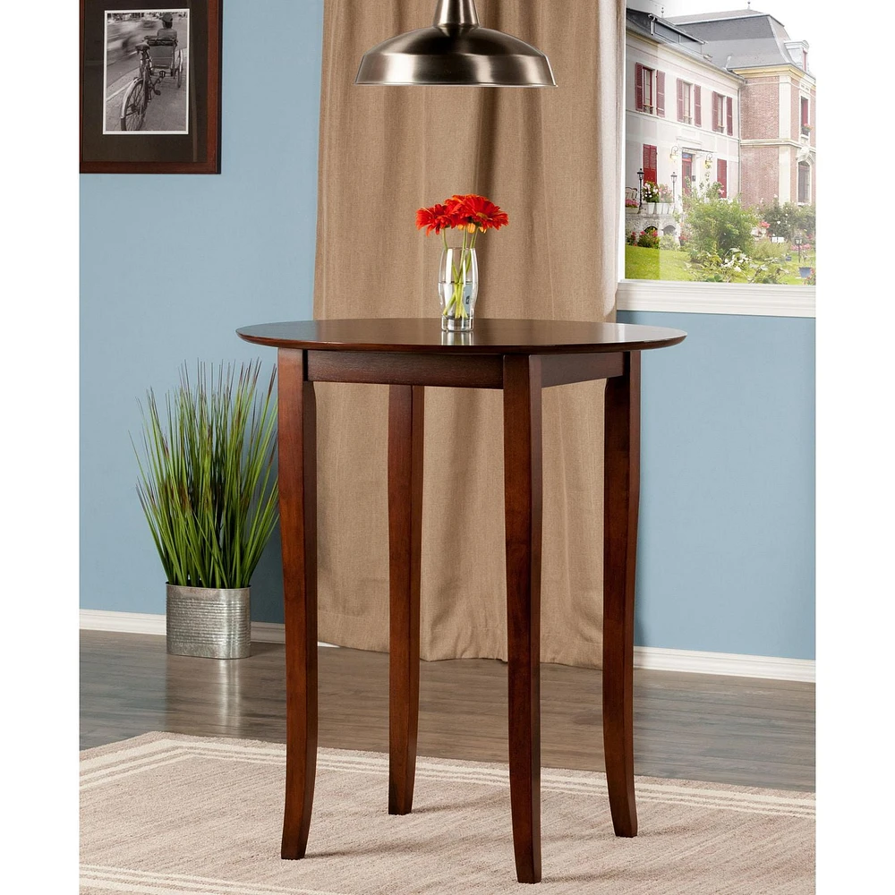 Fiona Round High Pub Table, Walnut finish