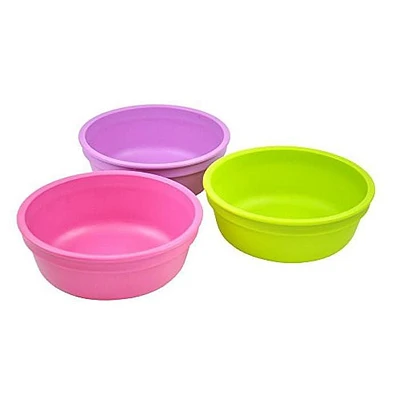 Re Play Made in USA 12 Oz. Reusable Plastic Bowls, Pack of 3 Without Lid - Dishwasher and Microwave Safe Bowls for Snacks and Everyday Dining - Toddler Bowl Set 5.75" x 5.75" x 2
