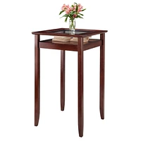 Winsome Halo Pub Table with Glass Inset and Shelf, Walnut - 94127