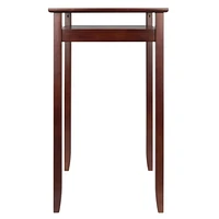 Winsome Halo Pub Table with Glass Inset and Shelf, Walnut - 94127