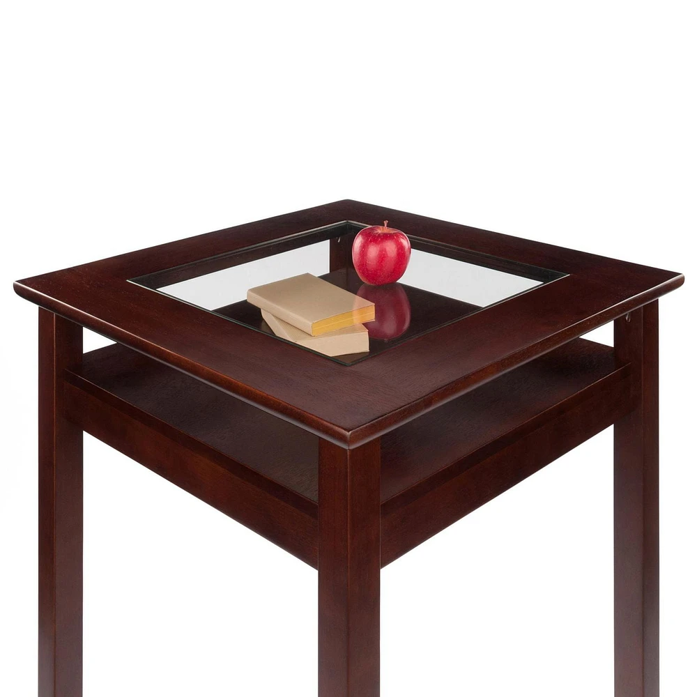 Winsome Halo Pub Table with Glass Inset and Shelf, Walnut - 94127