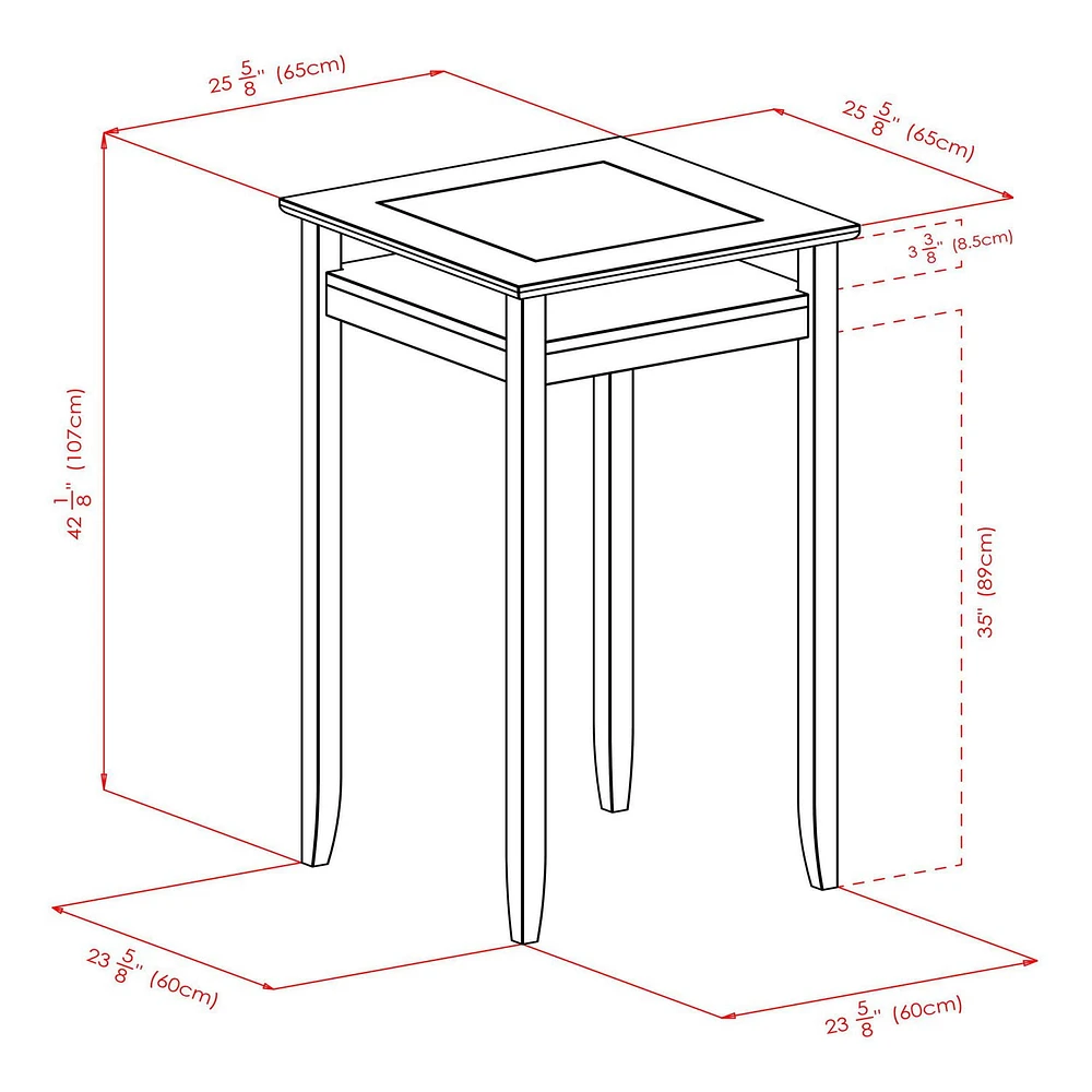 Winsome Halo Pub Table with Glass Inset and Shelf, Walnut - 94127