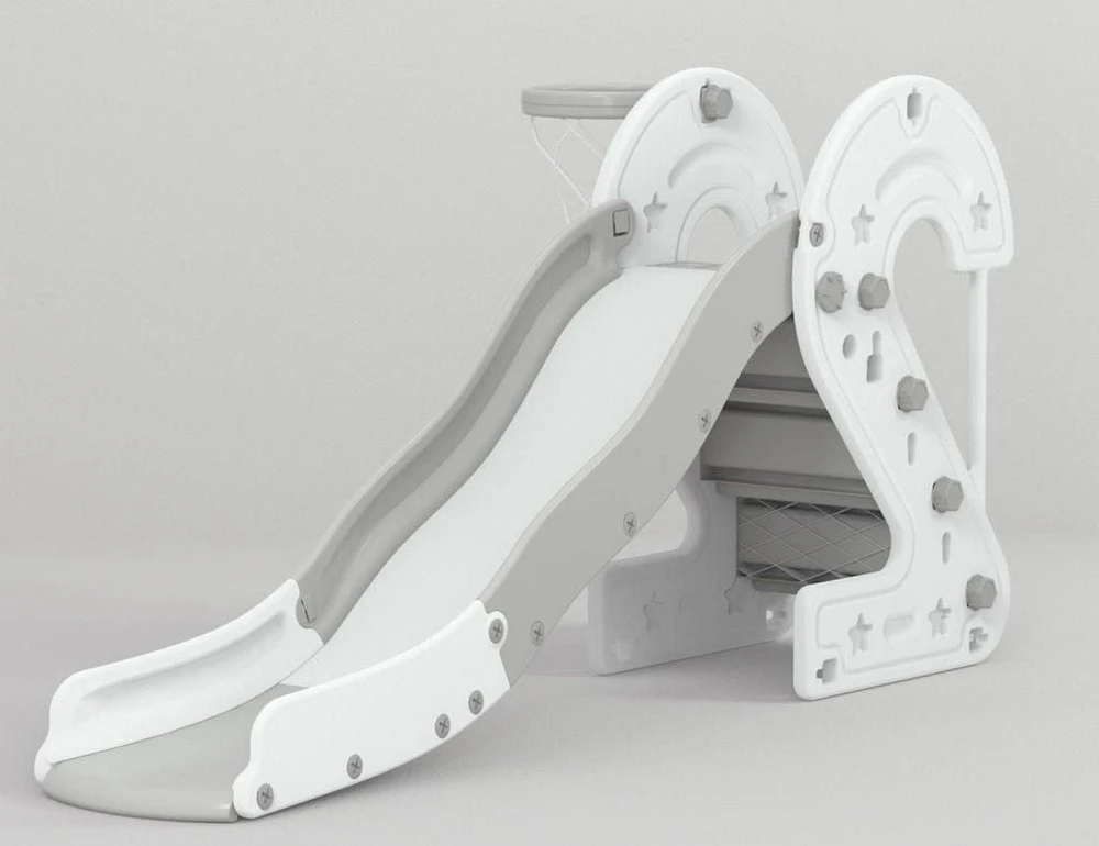 KidsVIP Indoor/Outdoor Number Edition Slide with Full Step and Basketball Ring for Toddlers and Infants