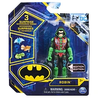 Batman 4-inch Robin Action Figure with 3 Mystery Accessories, for Kids Aged 3 and up