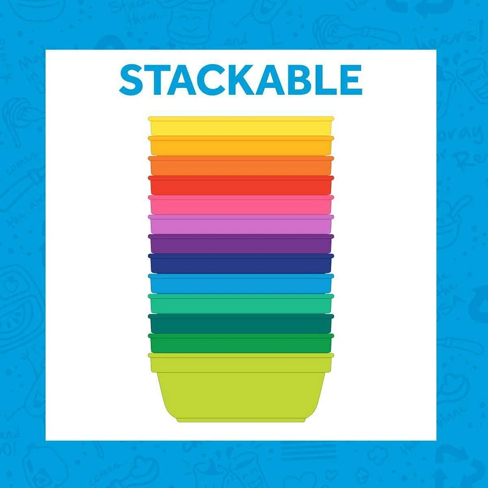 Bols Réutilisables en Plastique de 12 Oz. Re Play Fabriqués aux USA, Paquet de 3 Sans Couvercle - Bols Lavables au Lave-Vaisselle et Micro-ondables pour Collations et Repas Quotidiens - Ensemble de Bols pour Tout-petits, Bleu Authentique