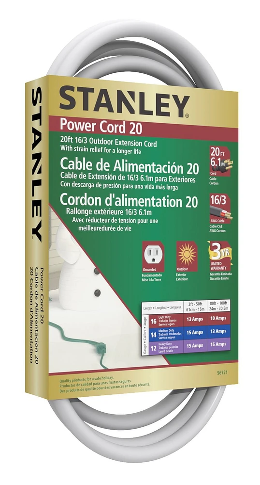 Stanley Power Cord 20 White