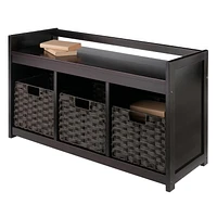 Addison 4pc Storage bench with baskets in Espresso/Chocolate