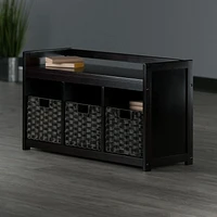 Addison 4pc Storage bench with baskets in Espresso/Chocolate