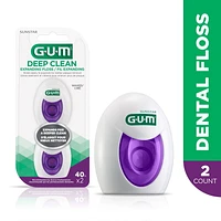 GUM® Deep Clean Expanding Waxed Dental String Floss, Expands for 3x better plaque removal, 2X40M