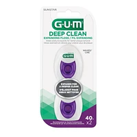 GUM® Deep Clean Expanding Waxed Dental String Floss, Expands for 3x better plaque removal, 2X40M