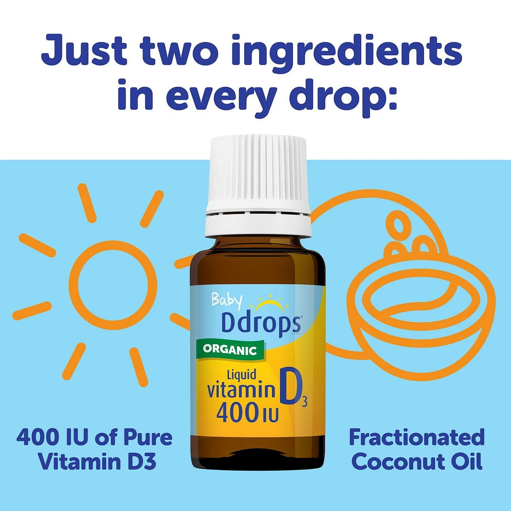 Baby Ddrops® Liquid Vitamin D3 Vitamin Supplement, 400 IU, 2.5 ml, 90 drops