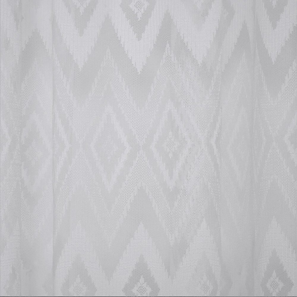 Caricia Home Grooved Sheer Chevron Geometric Voile Rod Pocket Curtain Panel, One (1) Piece, 54 x 95, White