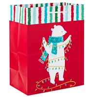 Hallmark Medium Christmas Gift Bag (Polar Bear With Christmas Lights)